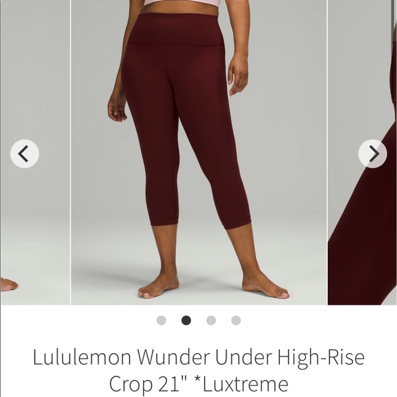 Wunder under crop 21” luxtreme red merlot size 2 lululemon nwt - Picture 10 of 11